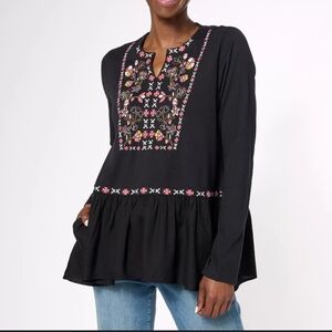 Logo enbordered long sleeve blouse